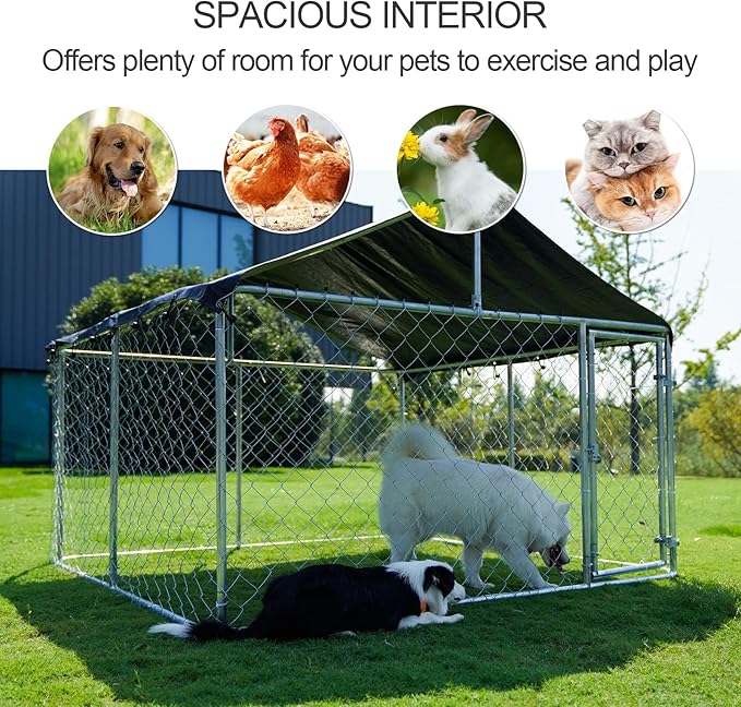 Petony Outdoor Dog Playpen Heavy Duty Dog Kennel House Mesh Dog Big Cage Pet Kennel Steel Fence with Secure Lock