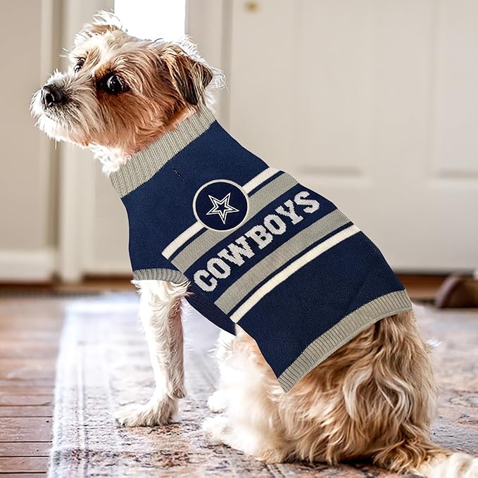 Pets First NFL Dallas Cowboys Dog Sweater, Size Extra Large. Warm and Cozy Knit Pet Sweater with NFL Team Logo, Best Puppy Sweater for Large and Small Dogs, Team Color (DAL-4179-XL)