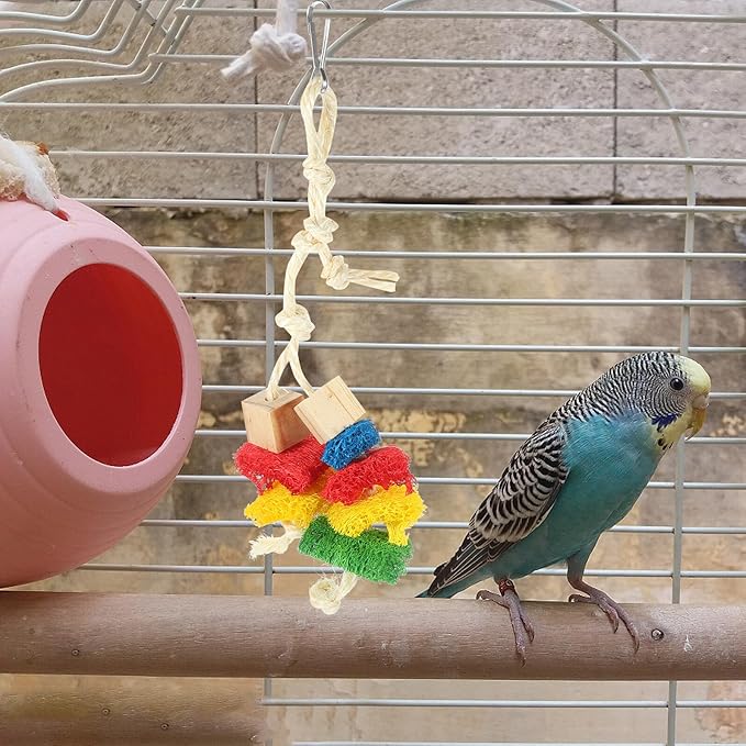 Natural Parrot Chewing with Seagrass Rope Bird Foraging and Shredding Lightweight Wear-Resistant Hanging Accessory for Cage Decoration and Active Pet Play