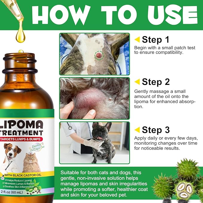 Lipoma Treatment for Dogs & Cats, Soften Fatty Lumps & Bumps in Dog, Castor Oil for Dogs, Pet Massage Oil, Soften Fatty Lumps & Bumps in Dog