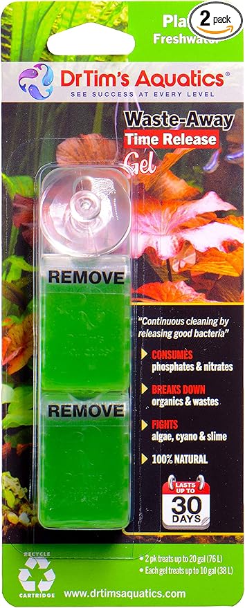 DrTim’s Aquatics Waste-Away Gel Fish Tank Cleaner for Freshwater Aquariums – Unclogs, Cleans, Removes Hidden Fish Food Waste – for Plant Tanks – Small, Double Pack