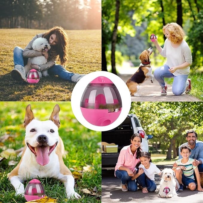 AIBOONDEE Automatic Pet Slow Feeder Treat Ball, Cat Dog Toy for Pet Increases IQ Interactive, Food Treat Dispensing Dog Toy(Rose)