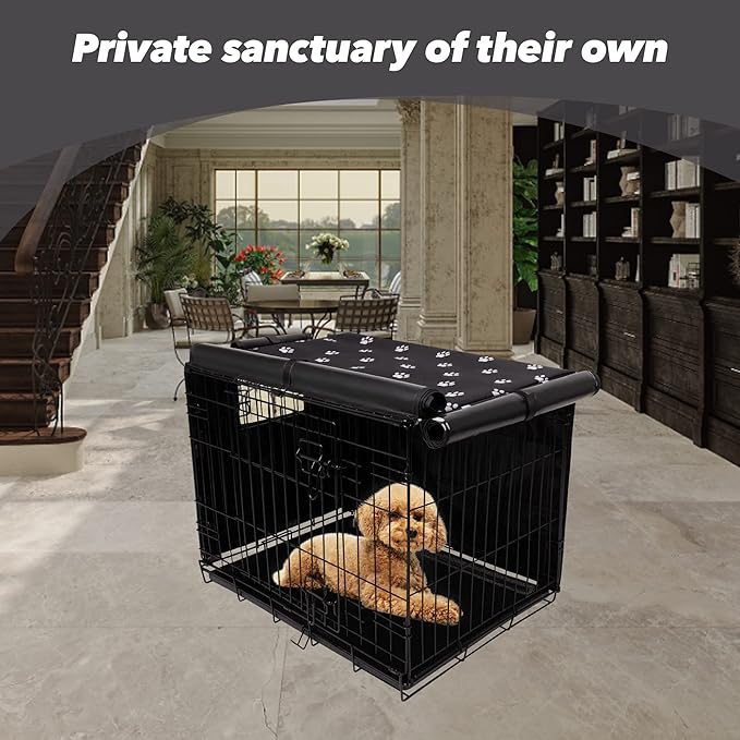 Pet Prime Dog Crate Cover Indoor/Outdoor Durable Windproof 600D Oxford Fabric Pet Kennel Cover Fit for 24 30 36 42 48 Inches Wire Dog Crate for Small and Large Dogs-Cover Only (48 Inch (48"x30"x33"))