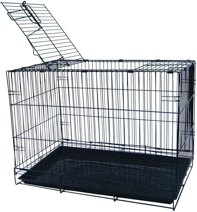 YML Pet Kennel with Wire Body and Plastic Tray (1 Pack), Small, Black (SA20GBLK)