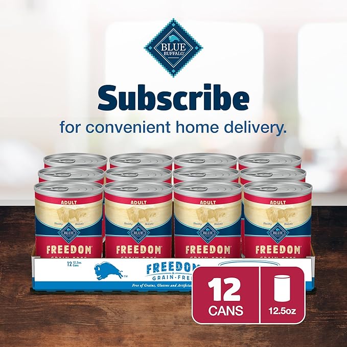 Blue Buffalo Freedom Grain-Free Wet Dog Food, Free of Glutens & Artificial Preservatives, Made with Natural Ingredients, Beef Recipe, 12.5-oz. Cans (12 Count)