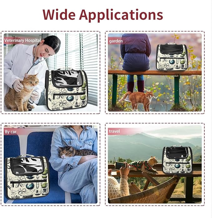 Chemistry Set of Doodle Elements (3) Traveler Backpack Pet Carriers for Cats and Dogs
