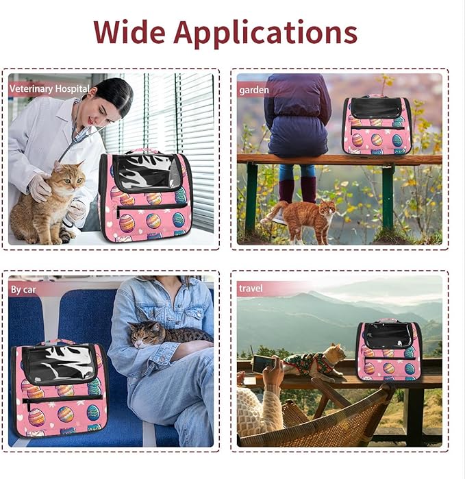 Portable Travel pet Backpack Carrier Hamster Bag Small Dog cat Carrier Breathable Hang Bag, Eggs for Easter (2)