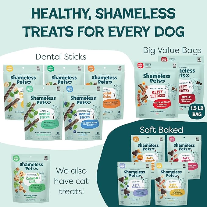 Shameless Pets Soft & Chewy Dog Treats, Talk'n Turkey Meaty Tenders, 8oz – Real Turkey is 1st Ingredient – Grain Free, No Corn or Soy – Digestive Support – for Small, Medium & Large Dogs