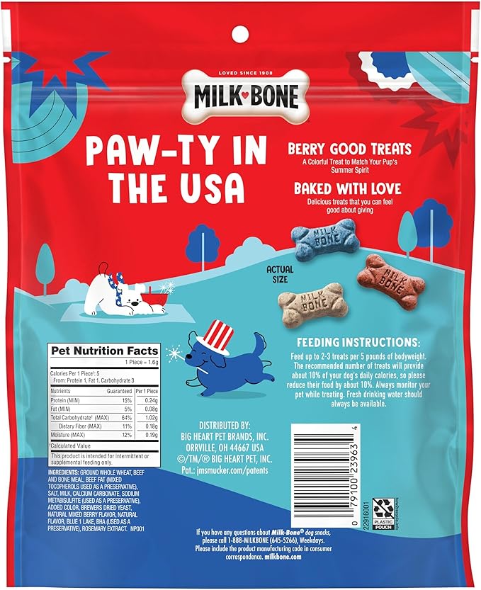 Milk-Bone Mini’s Red, White & Woof Mixed Berry Flavor, Mini Dog Treats, 12 Oz. Bag