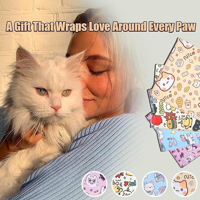 Cat Grooming Wrap, Cat Restraint for Nail Clipping, Velcro Fabric for Cats, Cat Swaddle Wrap Preventing Scratching, Anti-Escape Grooming Bag for Calming Care and Multi-Use(Blue dog:21.6*21.6in)