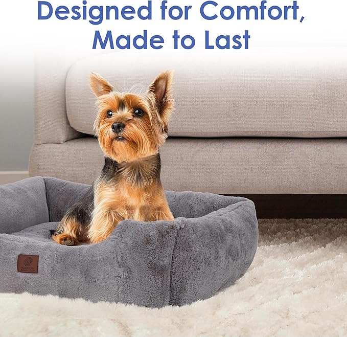 American Kennel Club Cuddler Pet Bed with Low-Profile Entrance – 30" Plush Dog Bed for Medium Breeds Up to 50 lbs, Ultra-Soft Washable Bed with Non-Slip Bottom, Durable High-Loft Filling, Gray