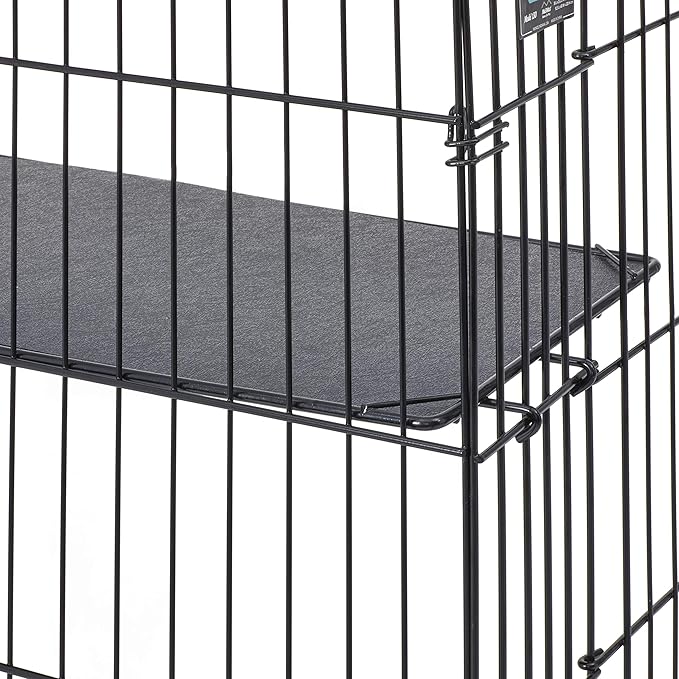 MidWest Homes for Pets Folding Metal Indoor Cat Playpen, Cage Includes Locking Wheels, 3 Platforms, Removable Tray, Plush Bed, Suited for 1-3 Cats