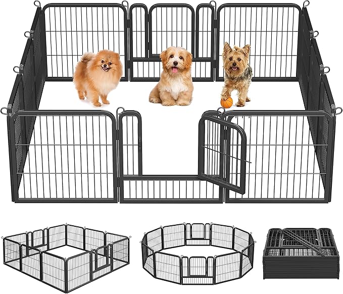 Topeakmart Dog Playpen Outdoor Puppy Exercise Pen Indoor Portable Pet Fence for Yard/RV Camping, 24 Inch 12 Panels
