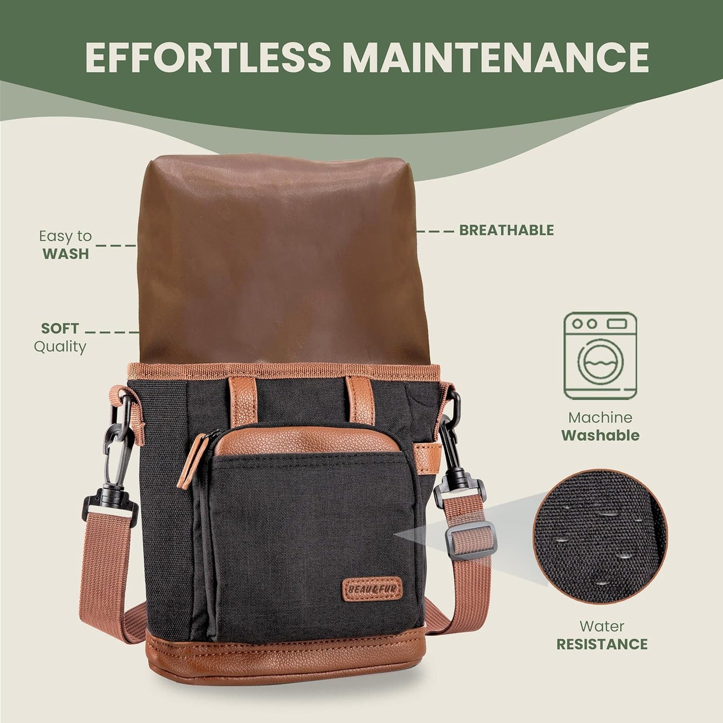 BEAU&FUR Dog Treat Pouch with Clicker for Training - Hands-Free Dog Treat Bag with Magnetic Closure, Built-in Poop Bag Holder Pocket