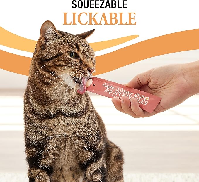 Good 'N' Tasty Savory Spoonables with Real Salmon, Tuna & Krill, 6 Count Tube, Triple Flavor Squeezable Lickable Wet Treats for Cats with Built-in Spoon for Less Mess