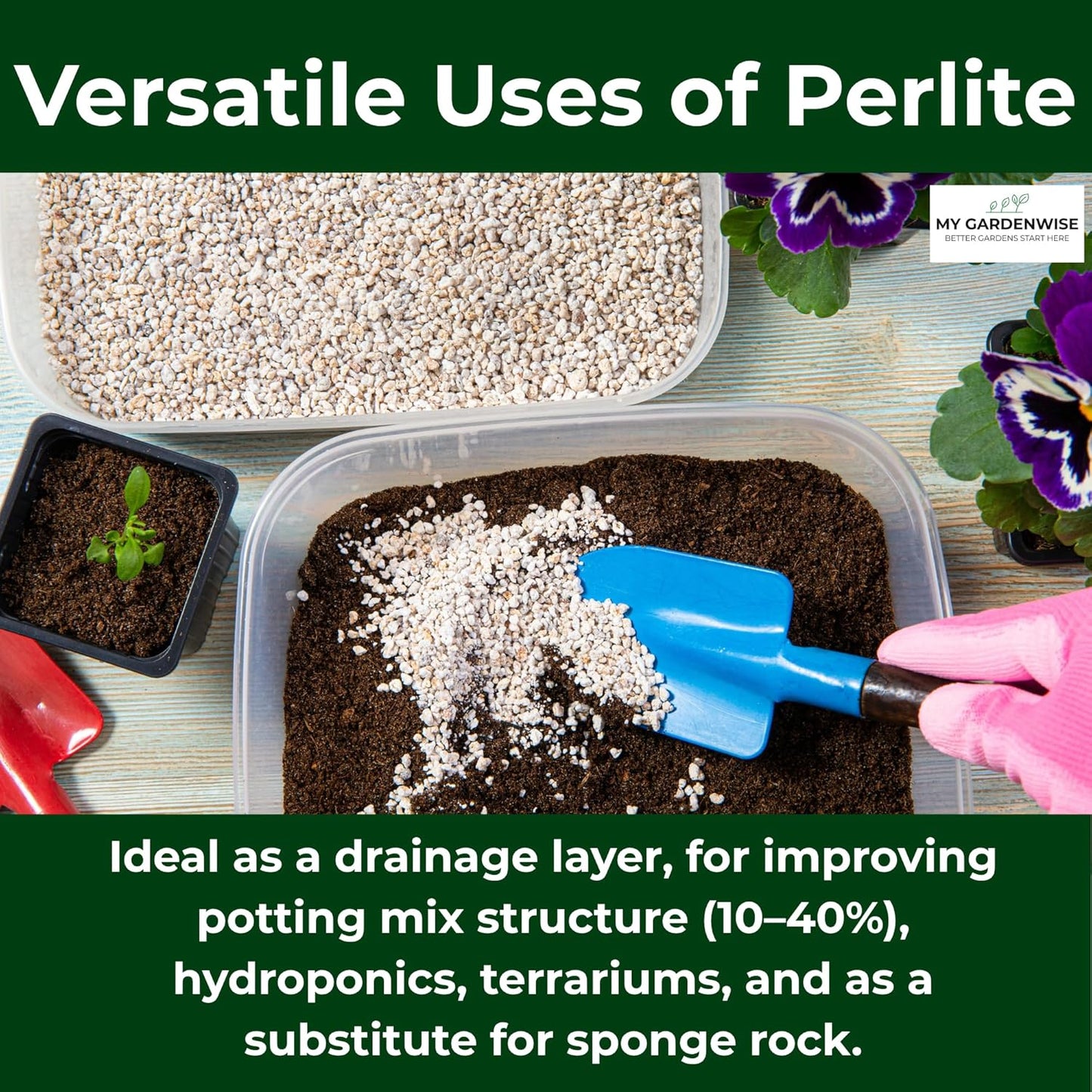Perlite for Plants, Coarse and Chunky Horticultural Perlite, Organic Perlite for Gardening Indoor & Outdoor, Perlite Bulk Bag, Made in USA (5 quarts)