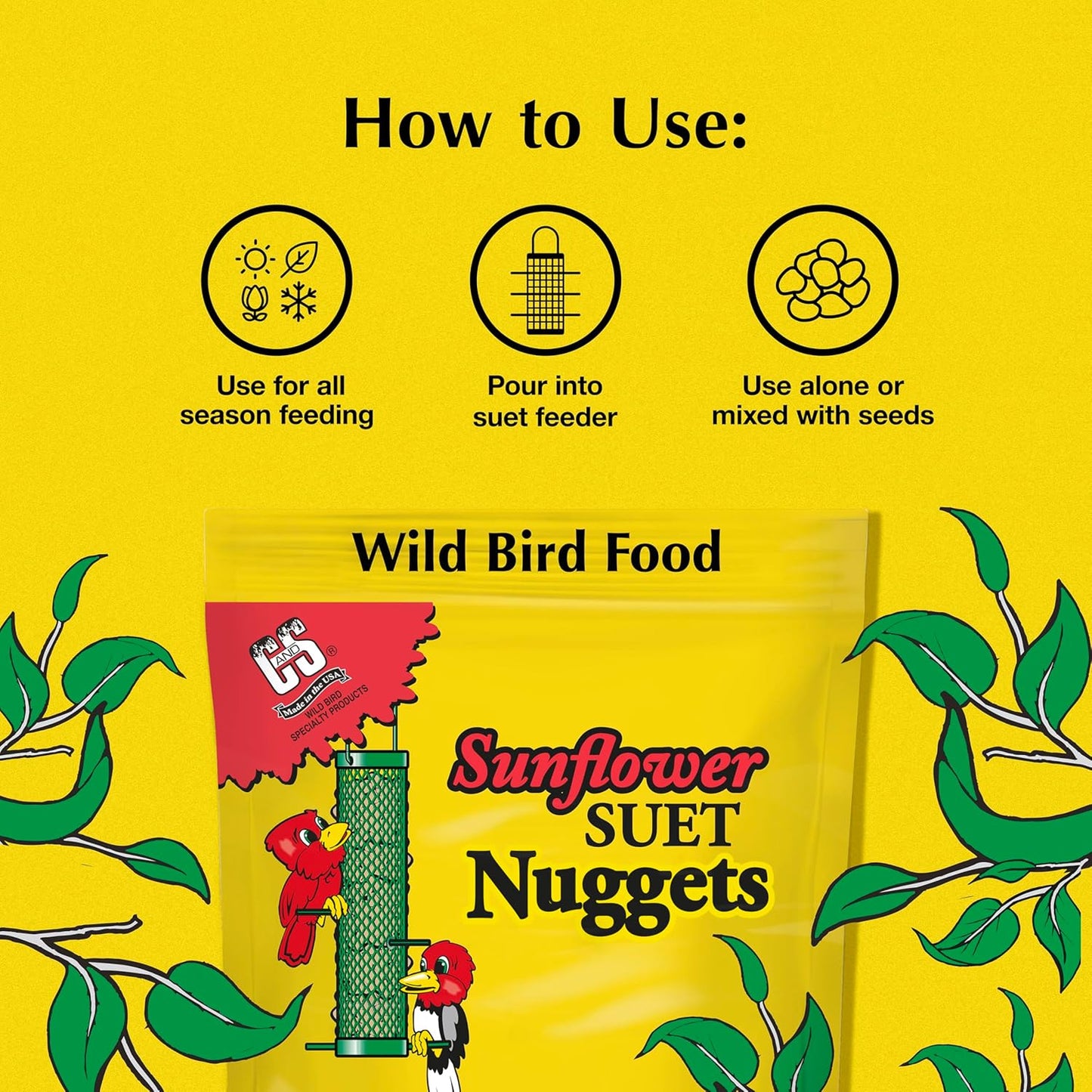 C&S Sunflower Suet Nuggets, Suet Nuggets for Wild Birds, 8 Lbs