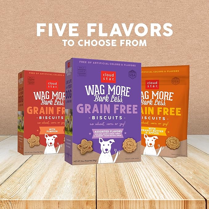 Cloud Star Wag More Bark Less - Dog Treats - Crunchy Biscuits - Grain Free Pumpkin - 2.5 lb Pouch
