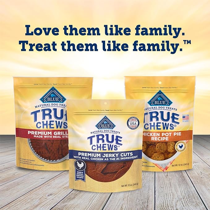 Blue Buffalo True Chews Premium Jerky Cuts Dog Treats, Made in the USA with Natural Ingredients, Chicken, 12-oz Bag, (Pack of 6)