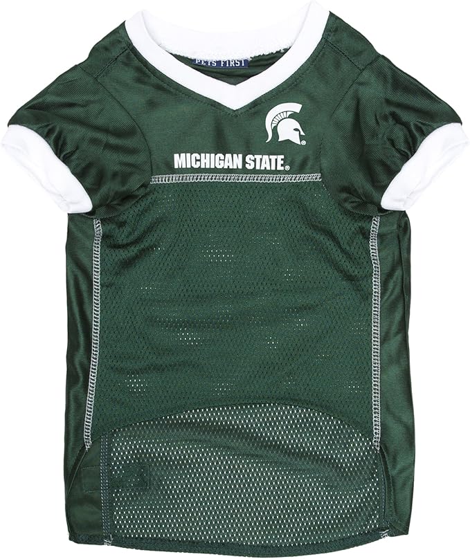 NCAA College Michigan State Spartans Mesh Jersey for Dogs & Cats, Small. Licensed Big Dog Jersey with Your Favorite Football/Basketball College Team (Pack of 2)