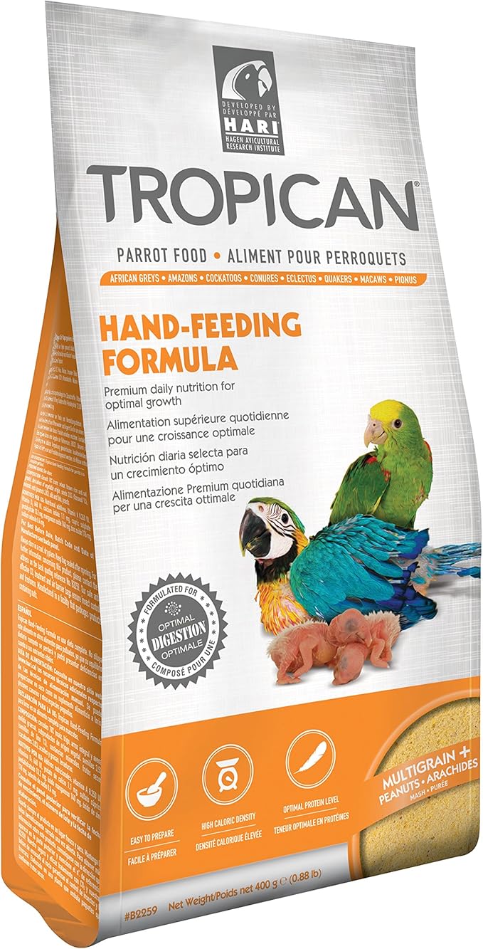 HARI Tropican Bird Food, Hagen Parrot Food Hand Feeding Formula, Easy to Mix, 4.4 lbs Bag