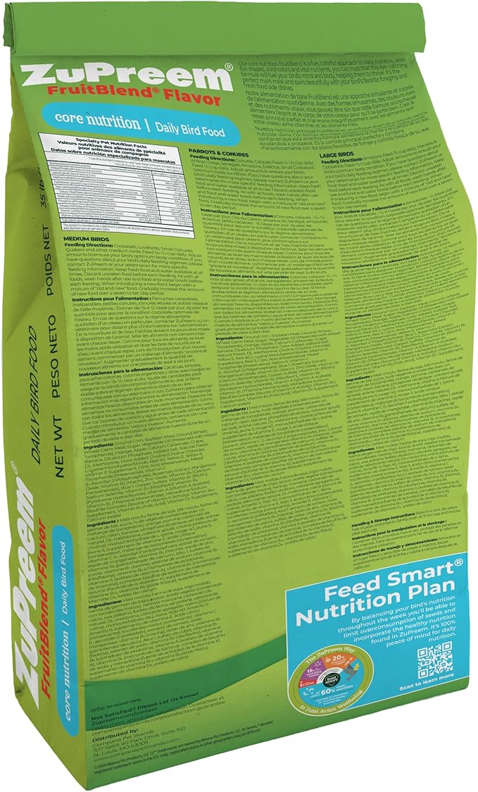 Zupreem 230342 Fruitblend Large Parrot Food, 35-Pound