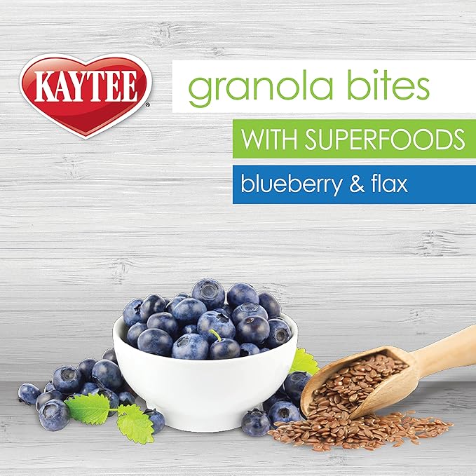 Kaytee Granola Bites with Super Foods Granola Bites and Flax for Pet Birds Conure, Cockatiel, Lovebird, Parakeet, Amazon, African Grey, Ecletus, Pionus, Cockatoos and Macaws, 4.50 Ounce (Pack of 2)