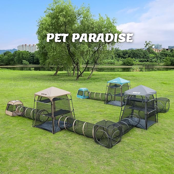Cat Furniture for Indoor and Outdoor Playpen Portable Cat Tunnels, Kennel Enclosure,Portable Catio for Indoor Cats, Dogs & Small Animals,Easy Connected with Tents or Cubes,2 Packs.