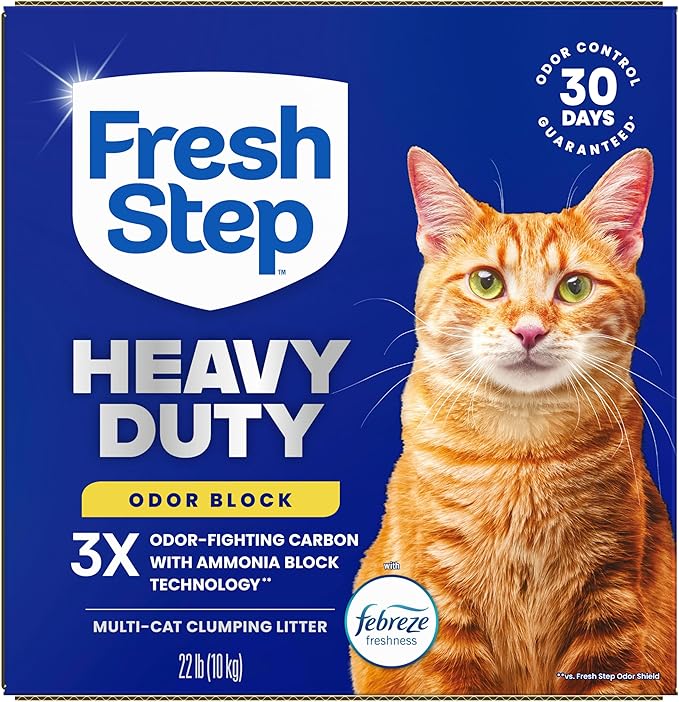 Fresh Step Heavy Duty Odor Block Multi Cat Clumping Litter with Febreze, 22 lb (Package May Vary)