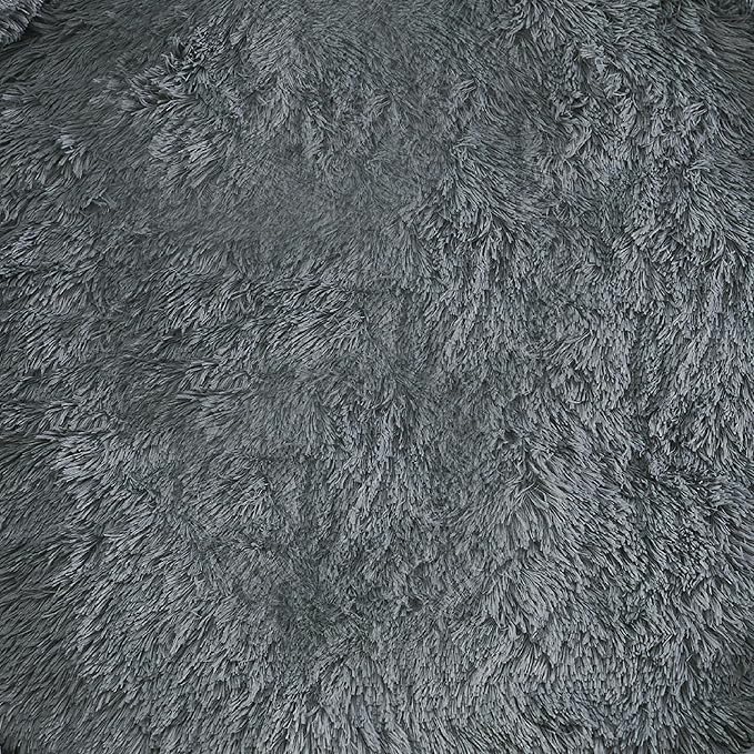 Best Friends by Sheri The Original Calming Donut Dog Bed for Extra-Large Dogs up to 150 lbs, Shag Faux Fur, Gray, 45" x 45"