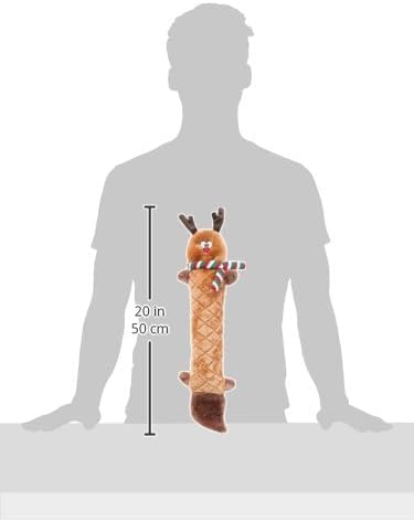 ZippyPaws - Jigglerz Holiday Tough No Stuffing Squeaky Plush Dog Toy with Crinkle Head and Tail - Reindeer
