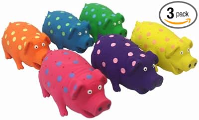 Multipet 61006 Dog Toy, Plush Grunting Pig - Quantity 3