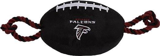 Pets First NFL Atlanta Falcons Football Dog Toy, Tough Quality Nylon Materials, Strong Pull Ropes, Inner Squeaker, NFL Team Color