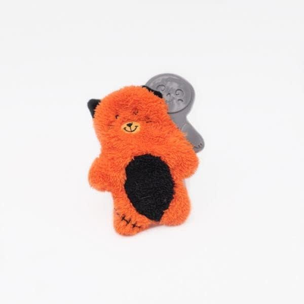 ZippyPaws 2-in-1 Halloween Dog Toy, Soft Plush Outside and Tough Rubber Inside for Aggressive Chewers, Cute Teething Toy for Puppies, No Squeakers for Silent Play - Zombie Cat