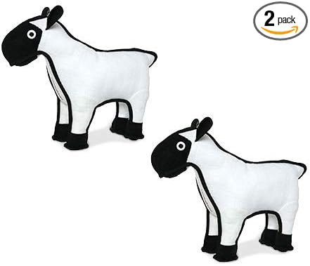 TUFFY - World's Tuffest Soft Dog Toy -Barnyard- Multiple Layers. Made Durable, Strong & Tough. Interactive Play (Tug, Toss & Fetch). Machine Washable & Floats. (Sheep, Large 2 Pack)