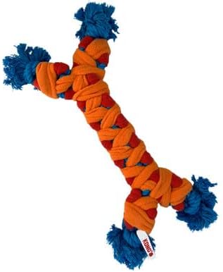 KONG Rope Rally Tug and Play Dog Toy - Woven Fleece Durable Toy for Shaking, Fetching, Tugging (Bone)