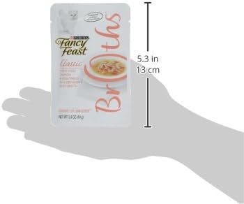Fancy Feast Purina Lickable Wet Cat Food Broth Topper Complement,Classic with Wild Salmon and Vegetables - 1.4 oz. Pouches,(Pack of 32)