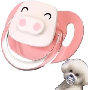 Pink Pet Silicone Calming Pacifier, Dog Pacifiers for Small Dogs, Kitten Pacifiers, Puppy Teething Toys and Cat Chew Toys, Essential Pet Supplies, Puppy Essentials and Kitten Supplies (Pink Pig)