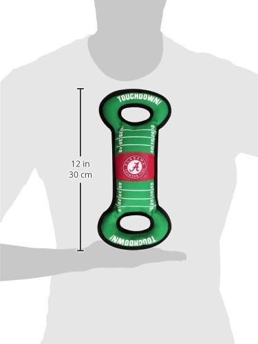 NCAA Football Field Dog Toy with Squeaker. - Alabama Crimson Tide - for Tug, Toss, and Fetch. - Tough& Durable PET Toy
