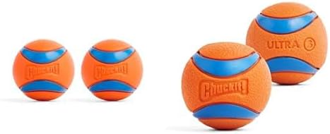 Chuckit! Ultra Ball Dog Toy Bundle - 2.5-inch Medium (2-Pack) & 2-inch Small (2-Pack) Rubber Bouncy Fetch Balls
