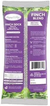 Happy Wings Finch Blend Bird Food, Mix of Sunflower Hearts/Kernels and Nyjer Seed Wild Bird Food-13 Ounce Pack of 2 | Prefilled Sock | No Grow Seed I Bird Seeds for Wild Birds
