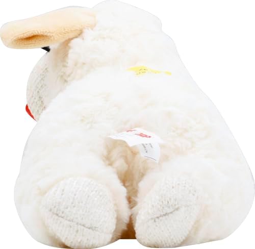 Multipet Lamb Chop Dog Plush Toy - Squeaky Toy for Small & Medium Dogs - Extra Soft Plush - Stuffed Animal for Cuddling & Playing 10" Cream, 5 Squeakers (Pack of 3)