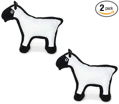 TUFFY - World's Tuffest Soft Dog Toy -Barnyard- Multiple Layers. Made Durable, Strong & Tough. Interactive Play (Tug, Toss & Fetch). Machine Washable & Floats. (Sheep, Jr 2 Pack)