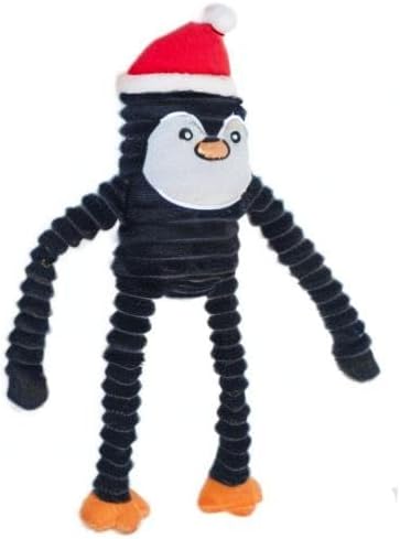 ZippyPaws Holiday Crinkle Squeaky Penguin Plush Dog Toy, Small