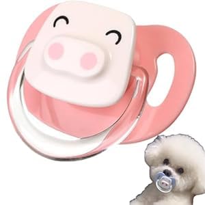 Pet Silicone Calming Pacifier, Dog Pacifiers for Small Dogs, Kitten Pacifiers, Puppy Teething Toys and Cat Chew Toys, Essential Pet Supplies, Puppy Essentials and Kitten Supplies (Pink Pig)