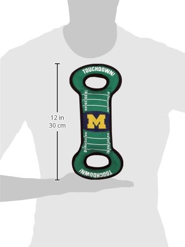 NCAA Football Field Dog Toy with Squeaker. - Michigan Wolverines - for Tug, Toss, and Fetch. - Tough& Durable PET Toy