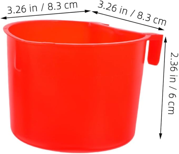 HANABASS 8pcs Thickened Hanging Bird Cage Water Feeder and Pet Food Bowl for Small Animals Easy Mounting Design for Rabbits Birds and Chickens Red