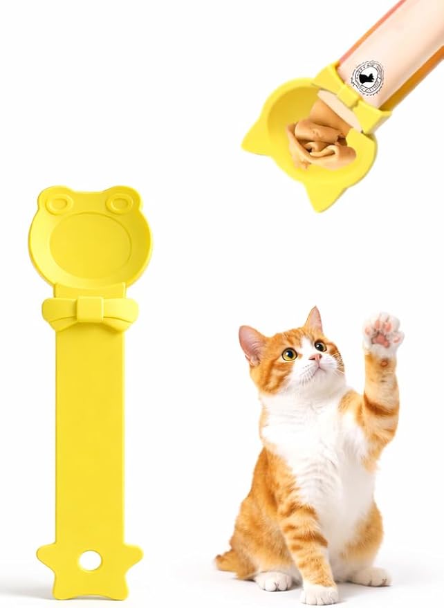 Purée Pops + Yellow Feeding Spoon, Grain-Free, Lickable, Squeezable Creamy Cat Treat/Topper, 10 Tubes, Chicken and Seafood Mix Variety
