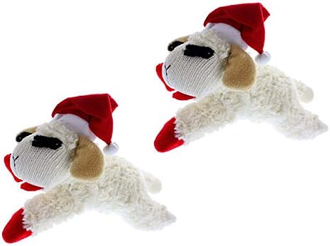 Lamb Chop Christmas Dog Toy with Santa Hat 6", 2 Pack