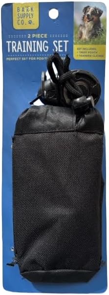 Bark Supply Co. 2-Piece Dog Training Set with Treat Pouch and Clicker, Black, Perfect for Positive Training
